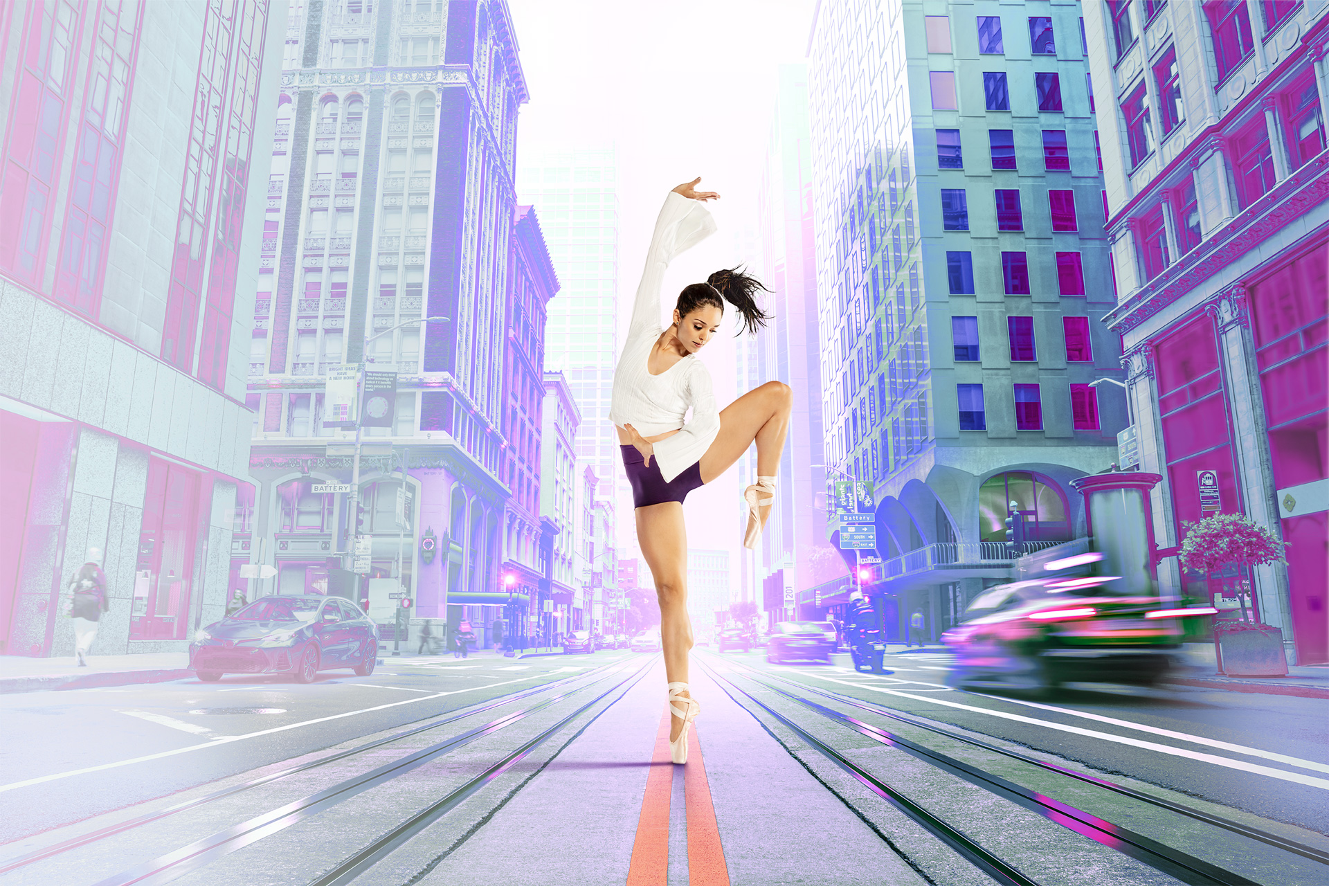 A ballet dancer mid-movement